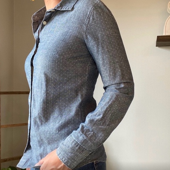 J.Crew chambray polka dot button up shirt XXS - Picture 6 of 6